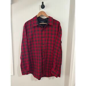 Chaps Red Plaid Long Sleeve Button Up Shirt Men Size XXL